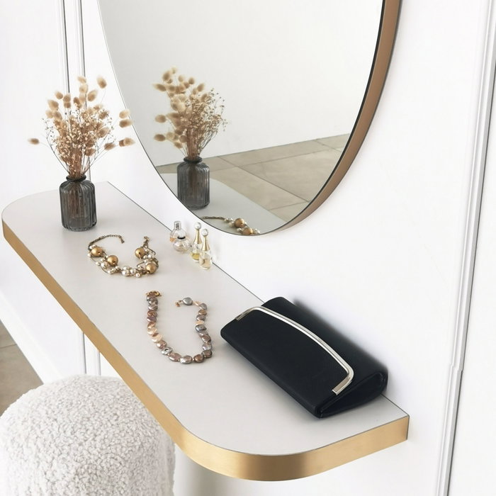 Hanah Home Espejo Dorado 60 cm Diámetro Elegante y Sofisticado para Hogar u Oficina